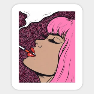 Pink Smoking Comic Girl Sticker